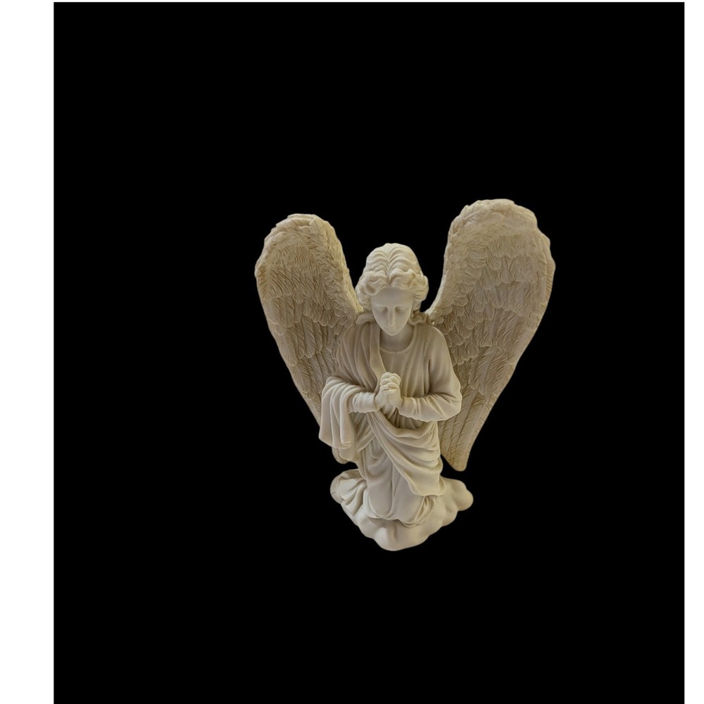 LifeSymbols Batesville Casket Co Angel Figurine Hand Painted Kneeling 2000 Cream